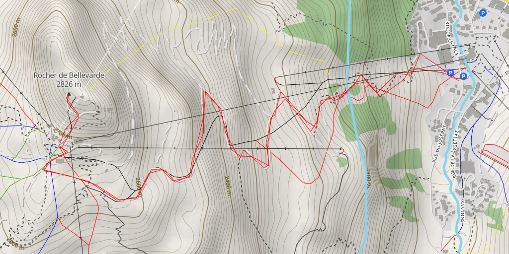 Map of the trail for Rocher de Bellevarde