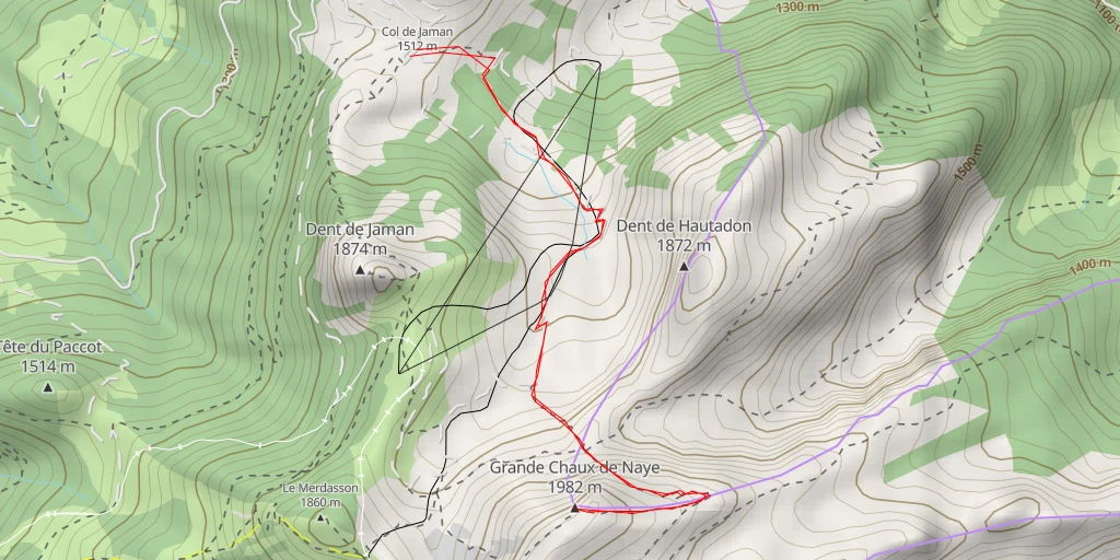 Map of the trail for Grande Chaux de Naye