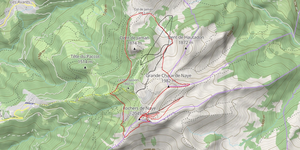 Carte de l'itinéraire :  Rochers de Naye