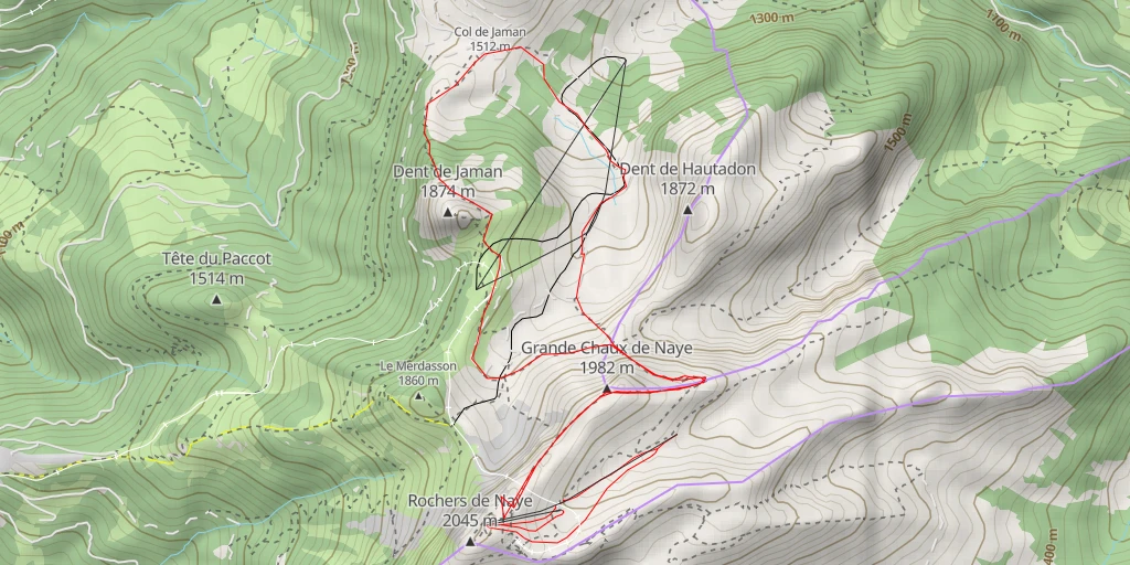 Map of the trail for rochers de naye ouest - Montreux