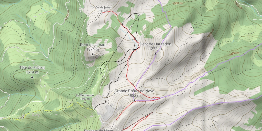 Carte de l'itinéraire :  Via Ferrata Rochers de Naye - Montreux