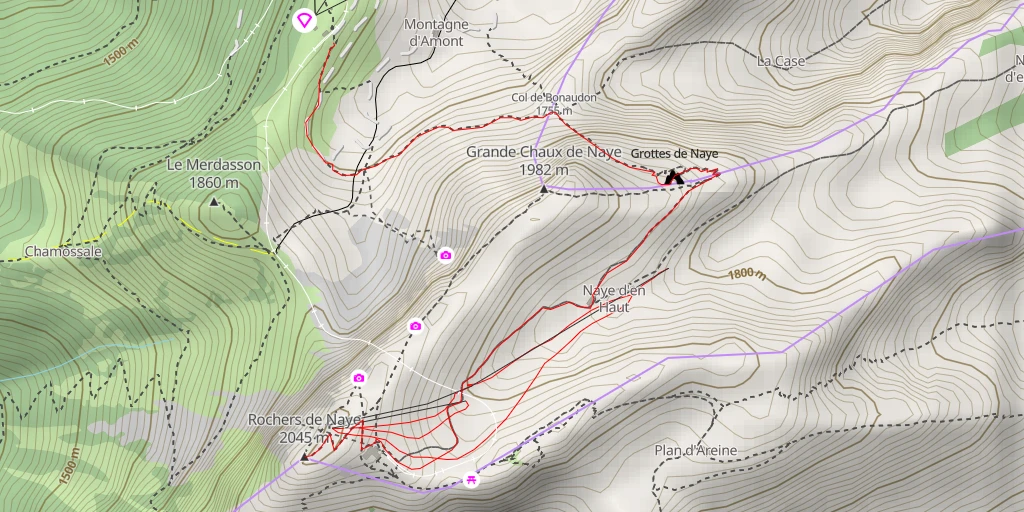 Map of the trail for Rochers de Naye Par la grotte de Naye