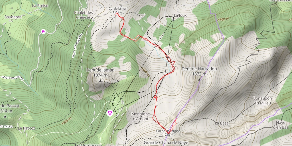 Map of the trail for Dent d'Hautaudon Gais Alpins