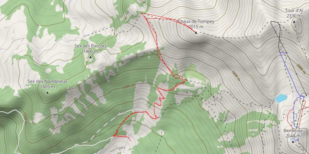 Map of the trail for Chaux de Tompey