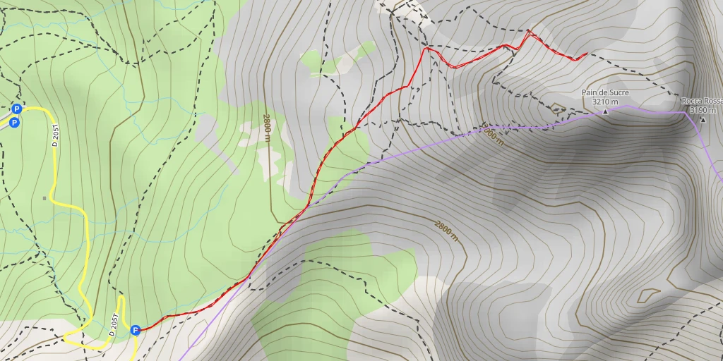 Map of the trail for Allée Rocca Rossa - Allée Rocca Rossa - Abriès-Ristolas