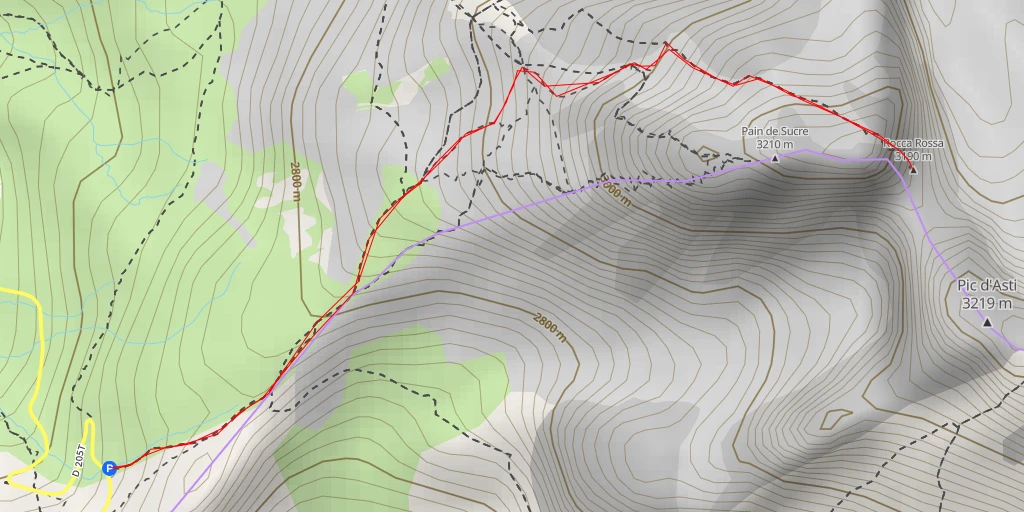 Map of the trail for Rocca Rossa