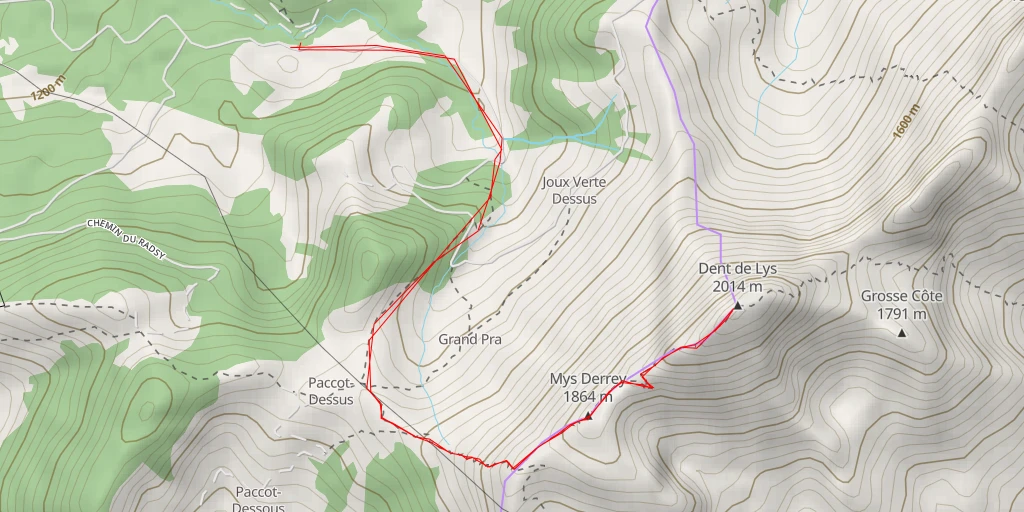 Map of the trail for Dent de Lys