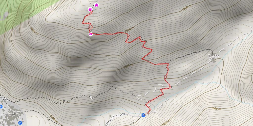 Map of the trail for Rifugio Giorgio Bertone vecchio