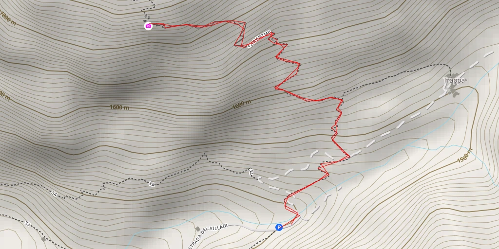 Map of the trail for Palestra di Roccia Pierre Taillee