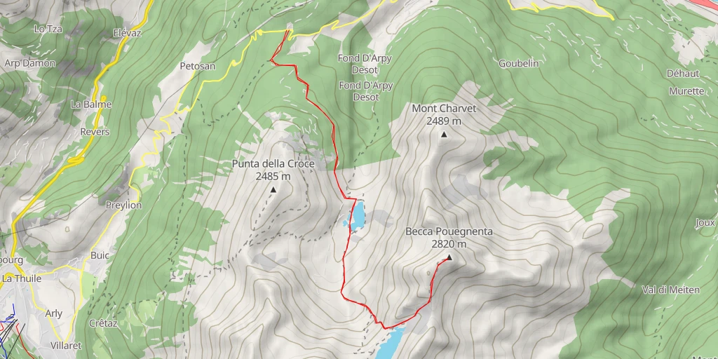 Map of the trail for Becca Pouegnenta