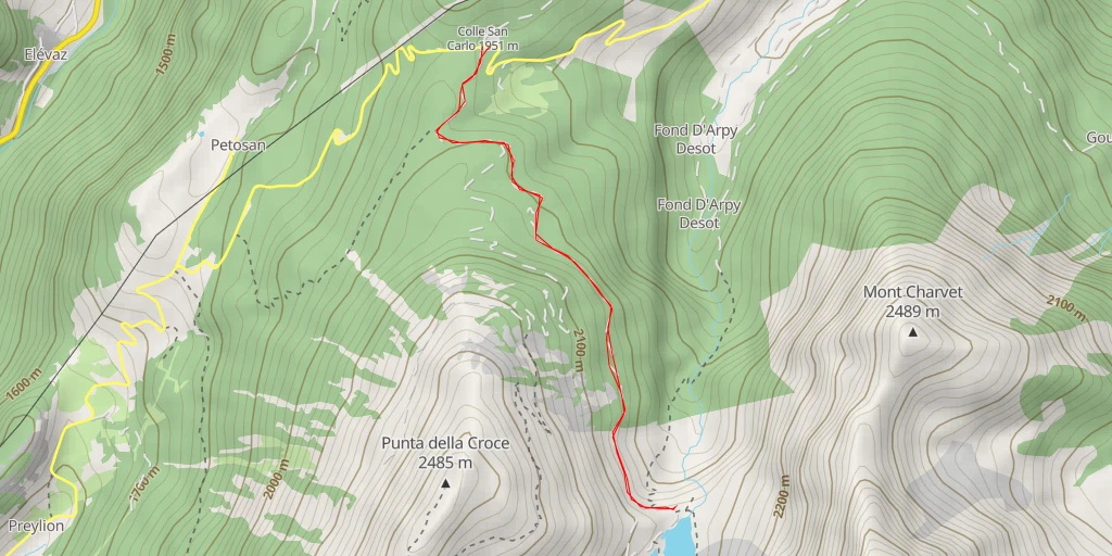 Map of the trail for Sentiero Colle della Croce