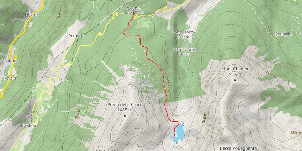 Map of the trail for Arpy Piccolo Sud