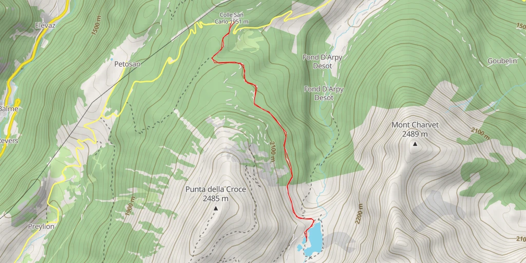 Map of the trail for Arpy Piccolo Nord