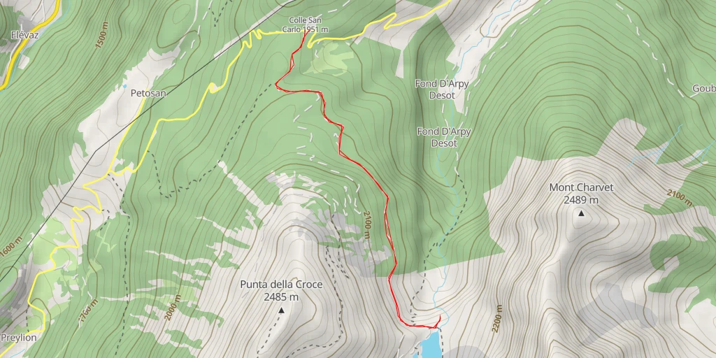 Map of the trail for Sentiero Colle della Croce