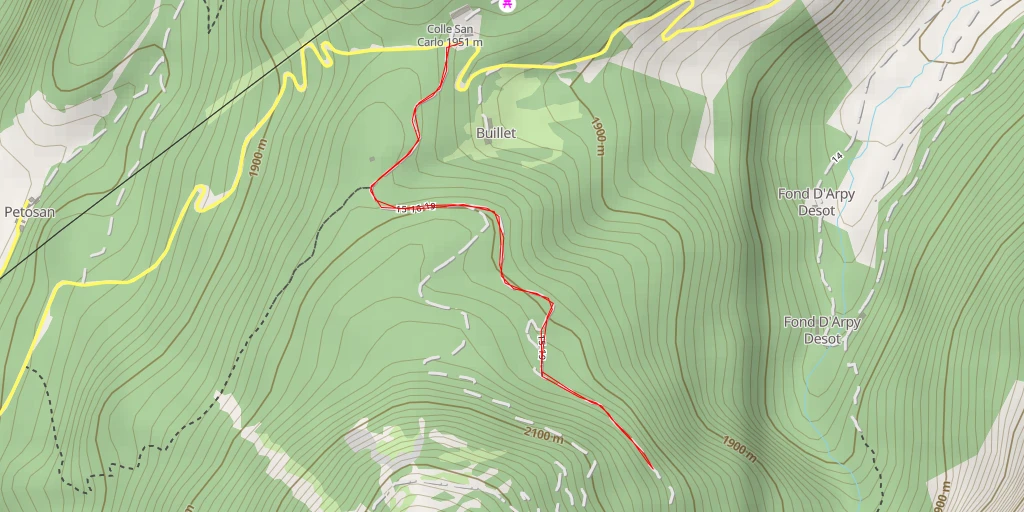 Map of the trail for Sentiero Colle della Croce