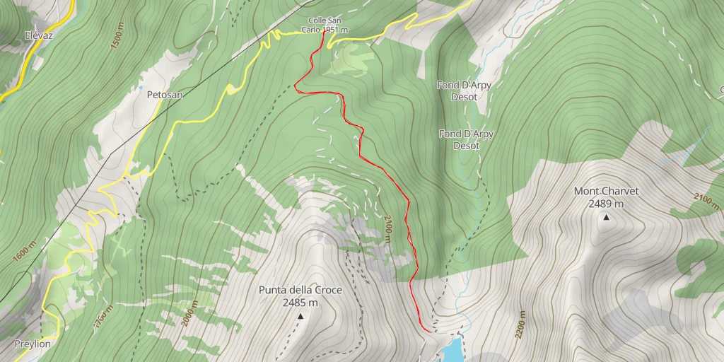 Map of the trail for Sentiero Colle della Croce