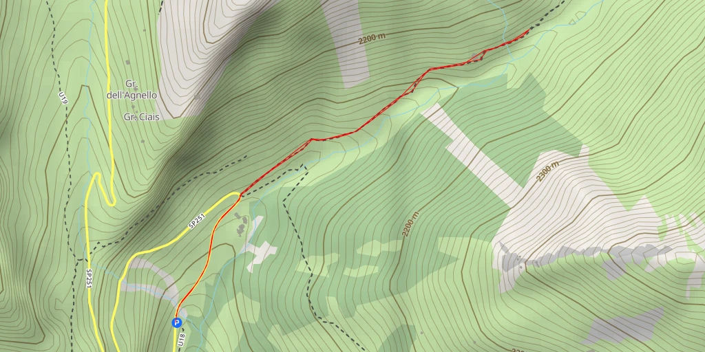 Map of the trail for Grange Bernard - Pontechianale