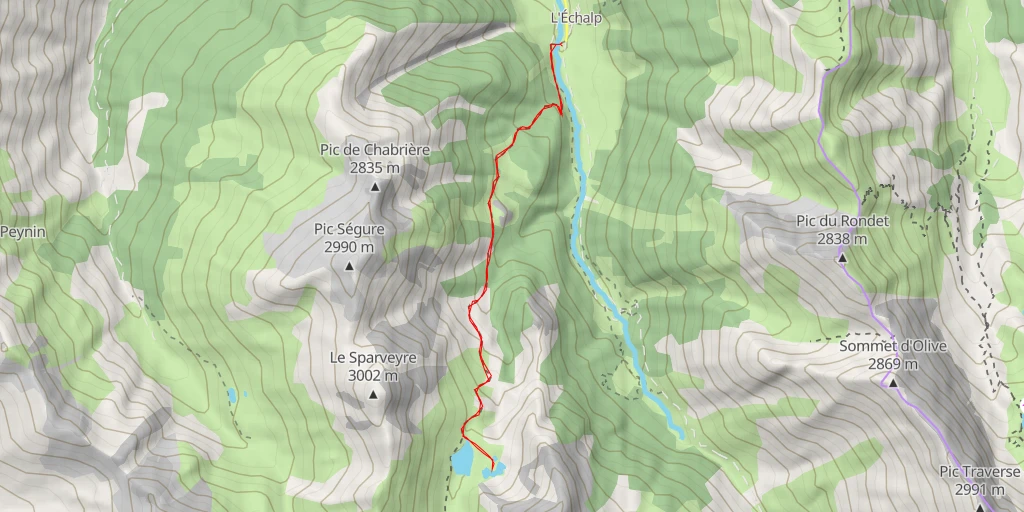 Map of the trail for Lac Baricle