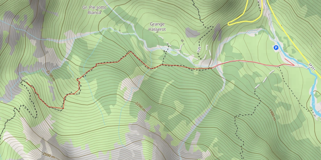 Map of the trail for Grange dell'Antolina - Pontechianale