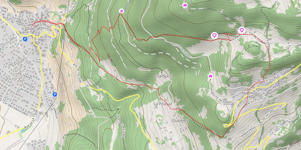 Map of the trail for Curnaux d'en bas