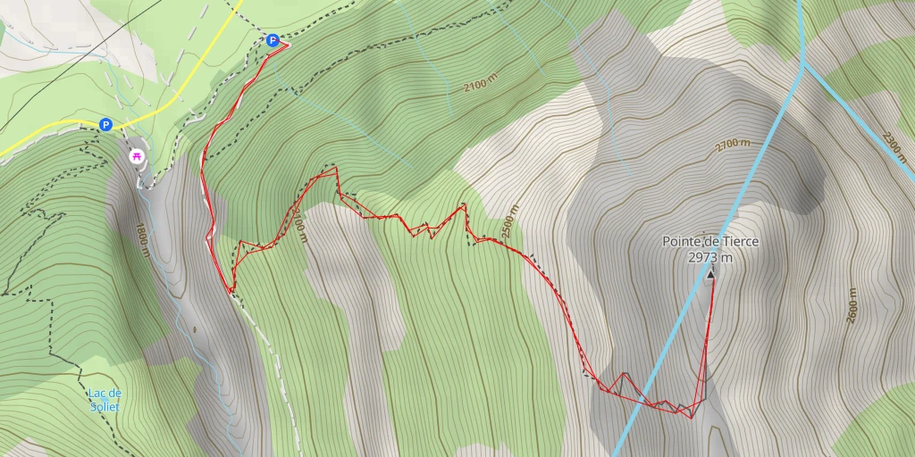 Map of the trail for Pointe de Tierce