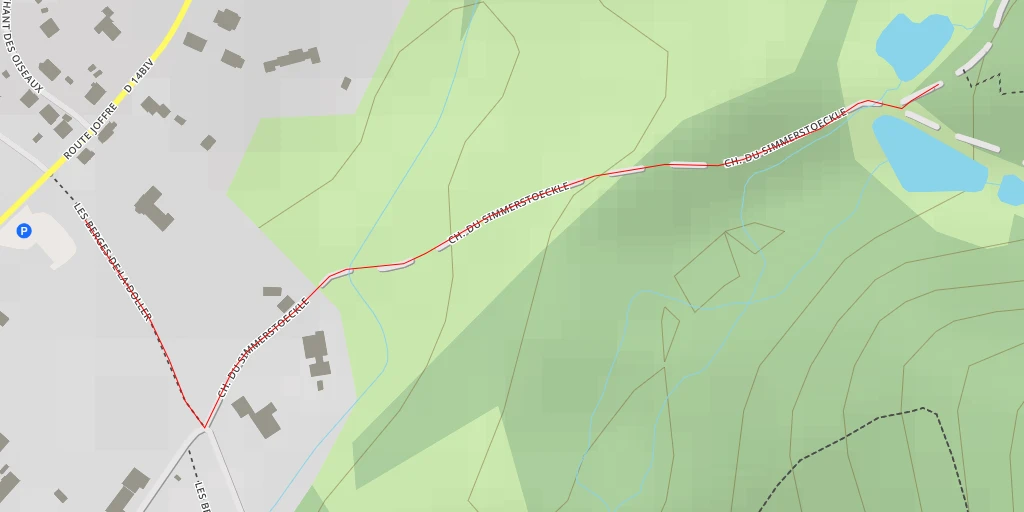 Carte de l'itinéraire :  Chemin du Simmerstoeckle - Masevaux-Niederbruck