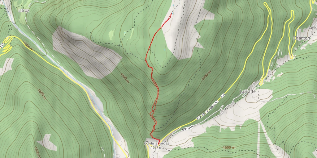 Carte de l'itinéraire :  Route de la Forclaz - Martigny-Combe