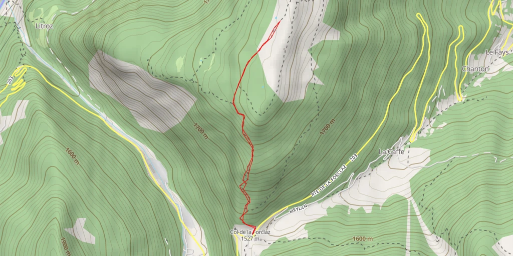 Carte de l'itinéraire :  Route de la Forclaz - Martigny-Combe