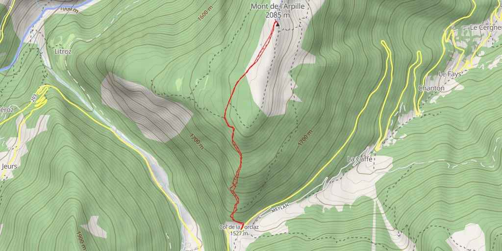 Carte de l'itinéraire :  Mont de l'Arpille