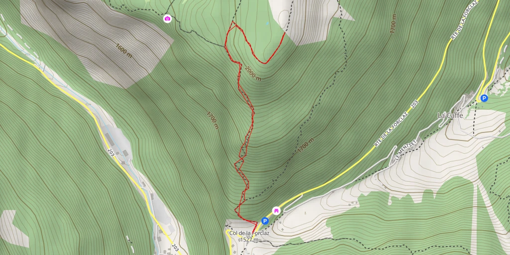 Carte de l'itinéraire :  La Forclaz - Martigny-Combe