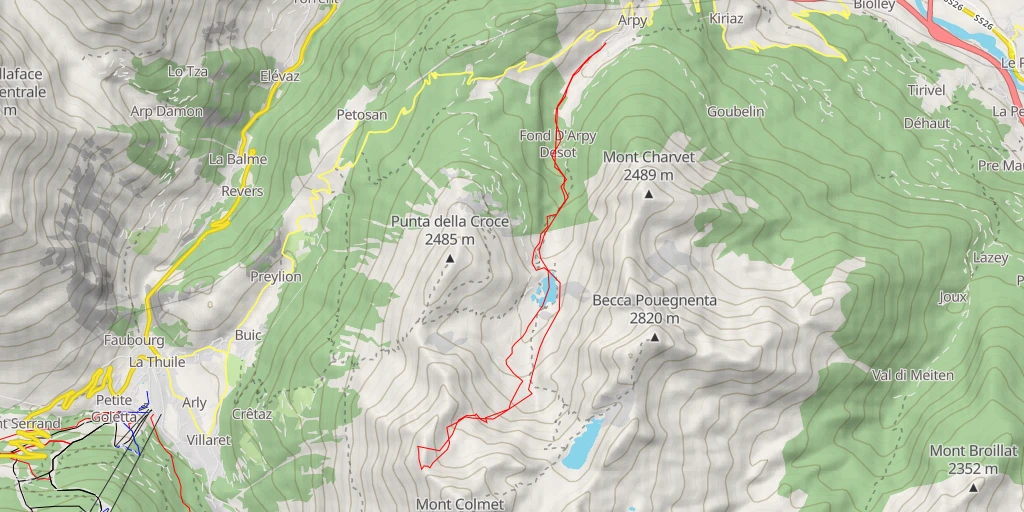 Map of the trail for Mont Colmet Epaule NW Par la combe NE