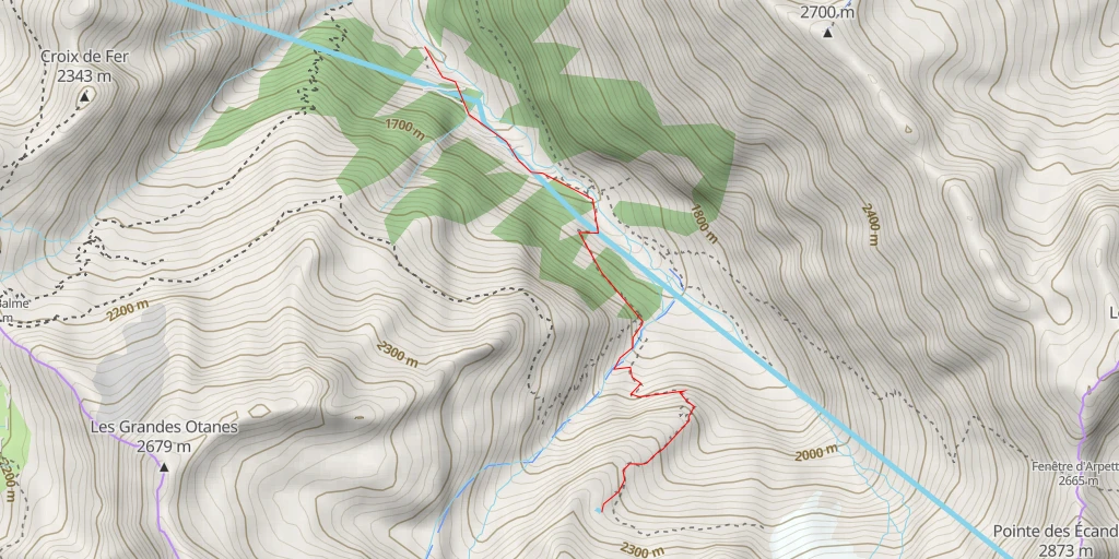 Map of the trail for Refuge des Petoudes Par le vallon du Trient