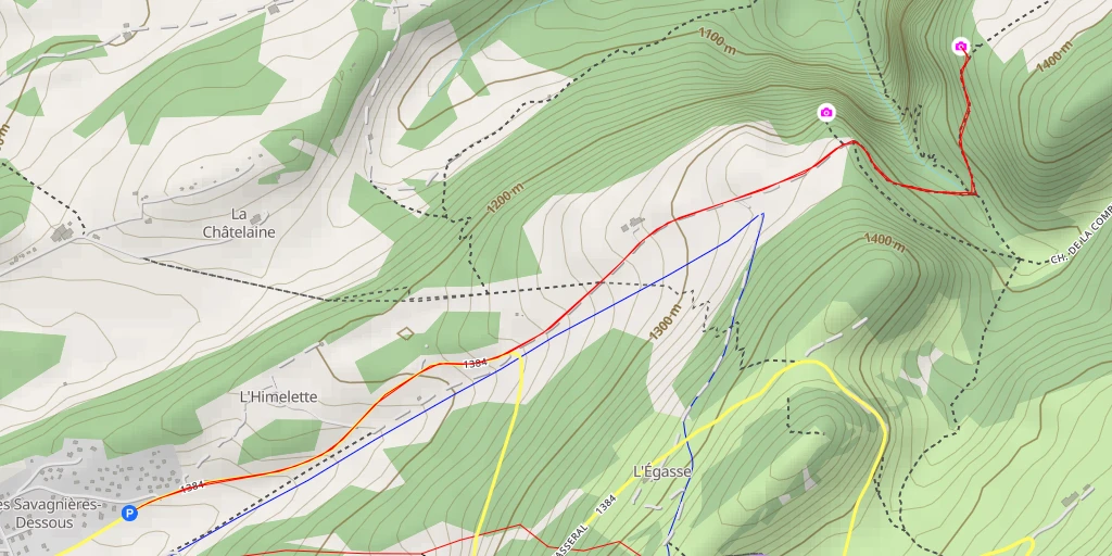 Carte de l'itinéraire :  Chemin de la Combe à Maillet