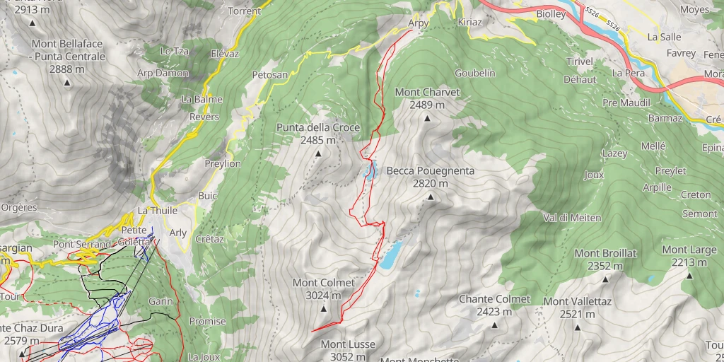 Map of the trail for Col Colmet Par le vallon d'Arpy