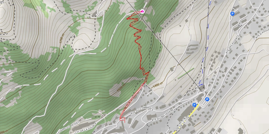 Map of the trail for Route du Témeley