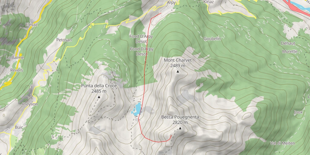 Map of the trail for Bec Pouegnenta Central Couloir W