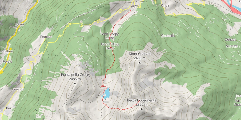 Map of the trail for Passage de Tereza Par le versant vallon d'Arpy