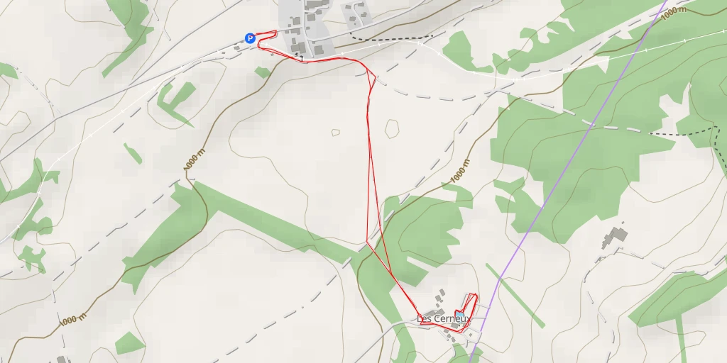 Map of the trail for Camping Les Cerneux - Les Vacheries Bruniers