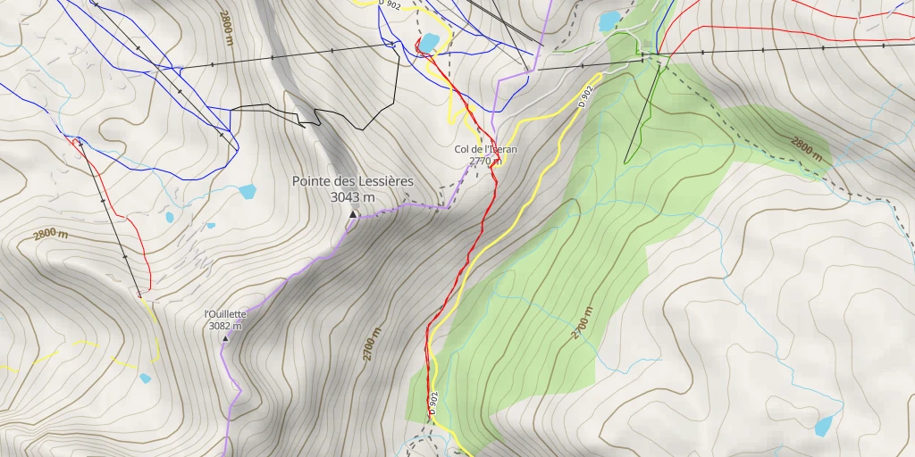 Map of the trail for Lac de l'Ouillette