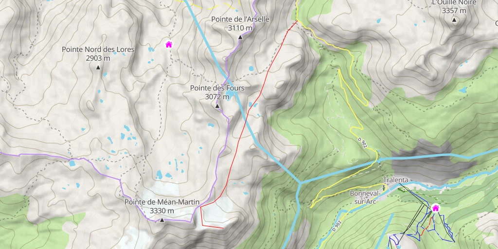 Map of the trail for Pointes des Buffettes Arête W