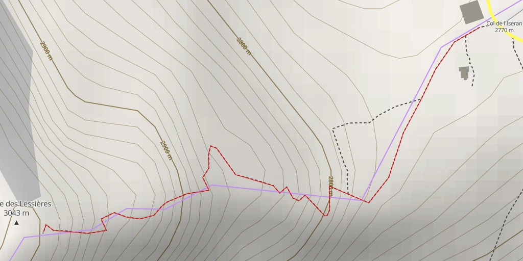 Map of the trail for Pointe des Lessières