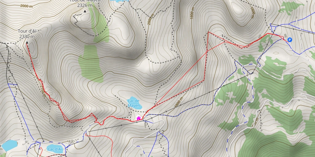 Carte de l'itinéraire :  Tour d'Aï