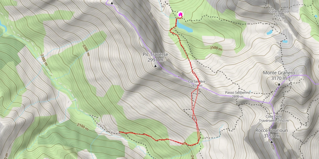 Carte de l'itinéraire :  Rifugio Battaglione Alpini Monte Granero