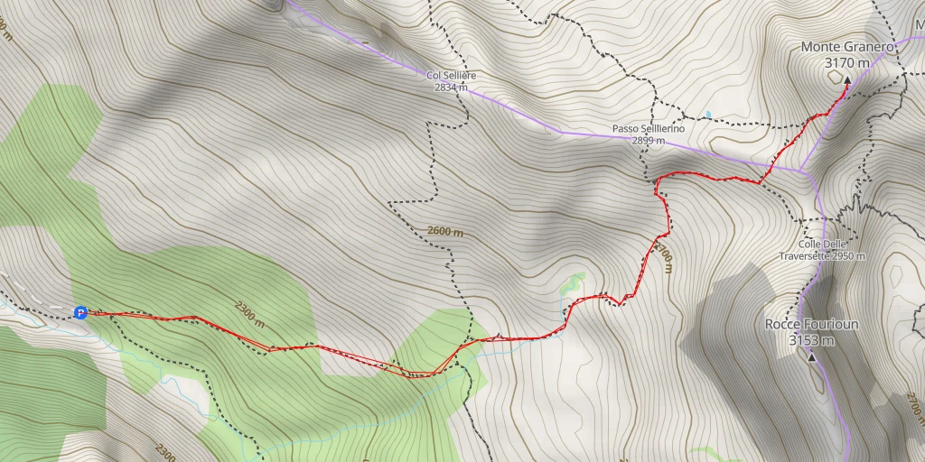 Map of the trail for Monte Granero