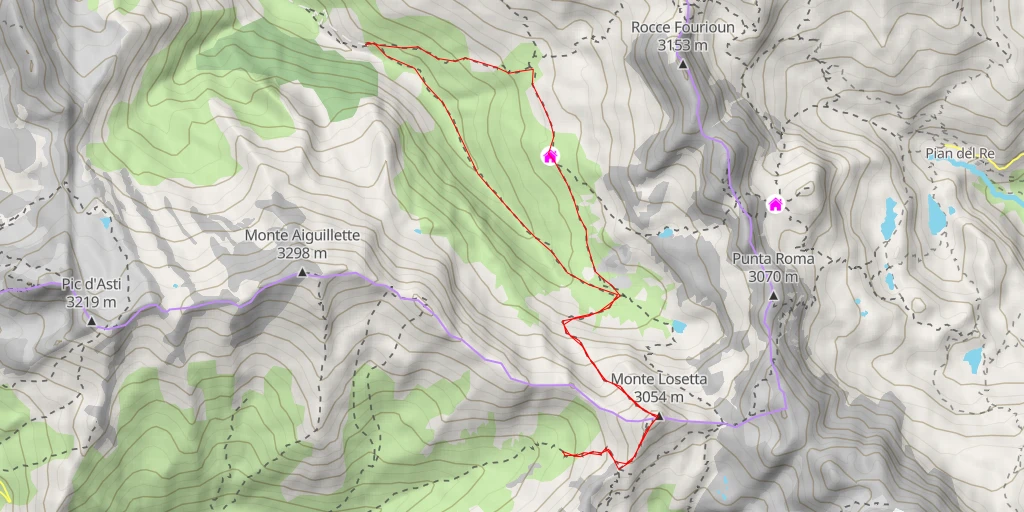 Map of the trail for Caserma difensiva Passo della Losetta - Pontechianale