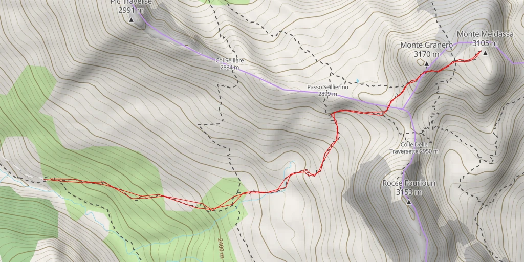 Map of the trail for Monte Meidassa