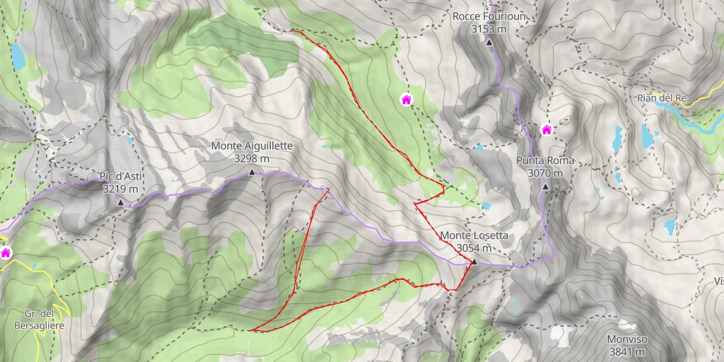 Map of the trail for Mont Ruine / Monte Ruine