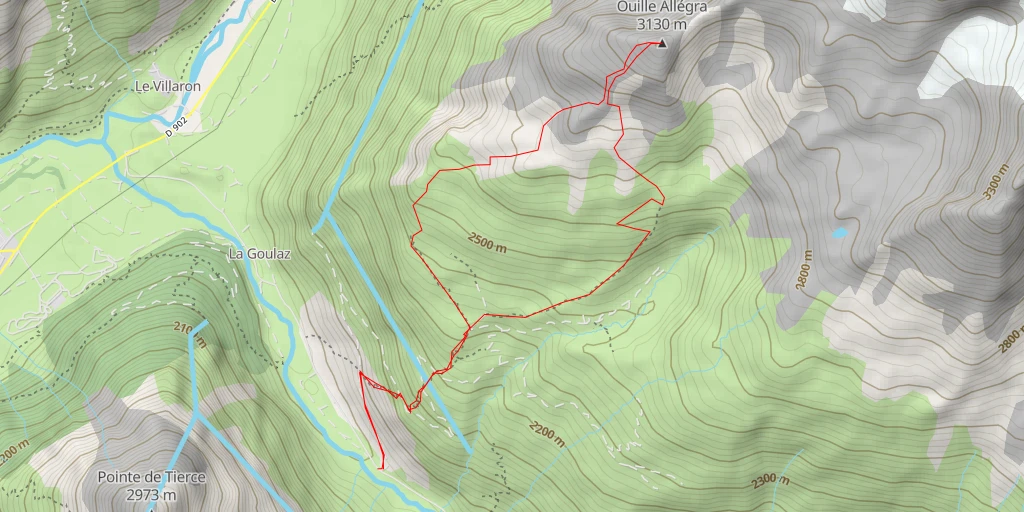 Map of the trail for Ouille Allegra Versant SW