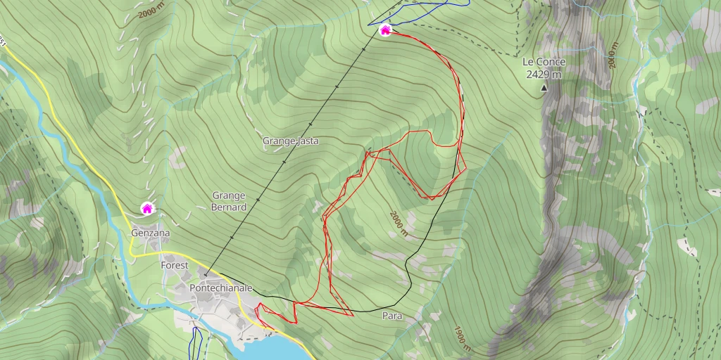 Map of the trail for Rifugio Helios