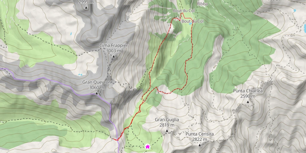 Map of the trail for Chemin du Lago Verde - Abriès-Ristolas